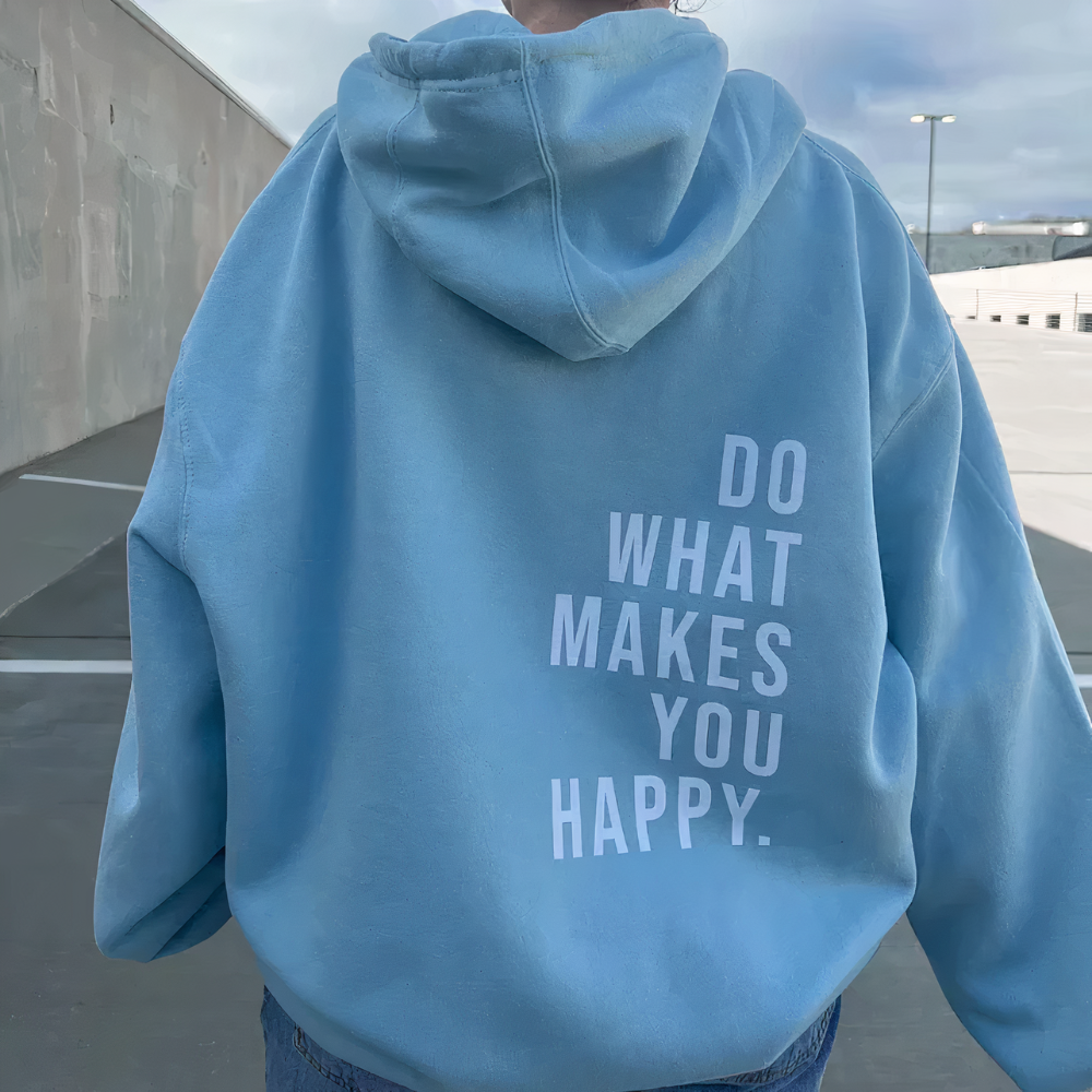 Celeni | Women Hooded Sweatshirt With Text Print Cozy Pullover