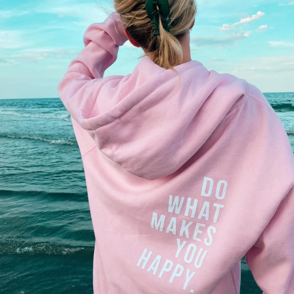 Celeni | Women Hooded Sweatshirt With Text Print Cozy Pullover