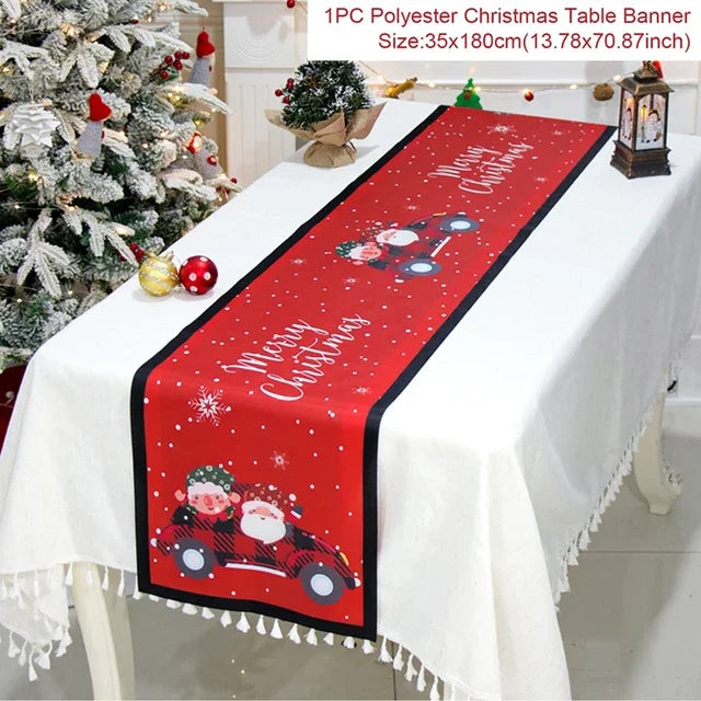 Christmas Table Runner for Home Decor Festive Xmas Ornament Gift