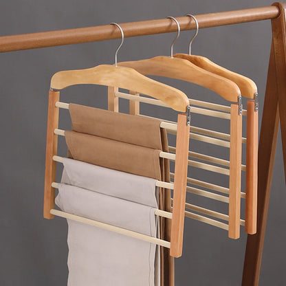 Wooden Multi Tier Trouser Rack Wrinkle Free Closet Organizer