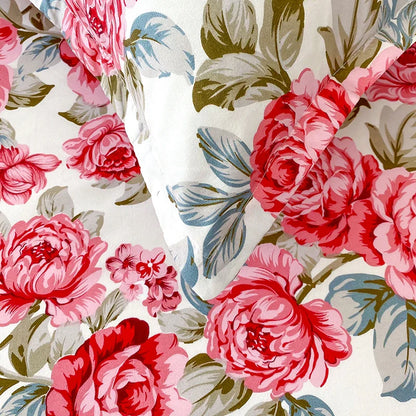 Red Floral Printed Flat Duvet Cover For Double Bed NALANI