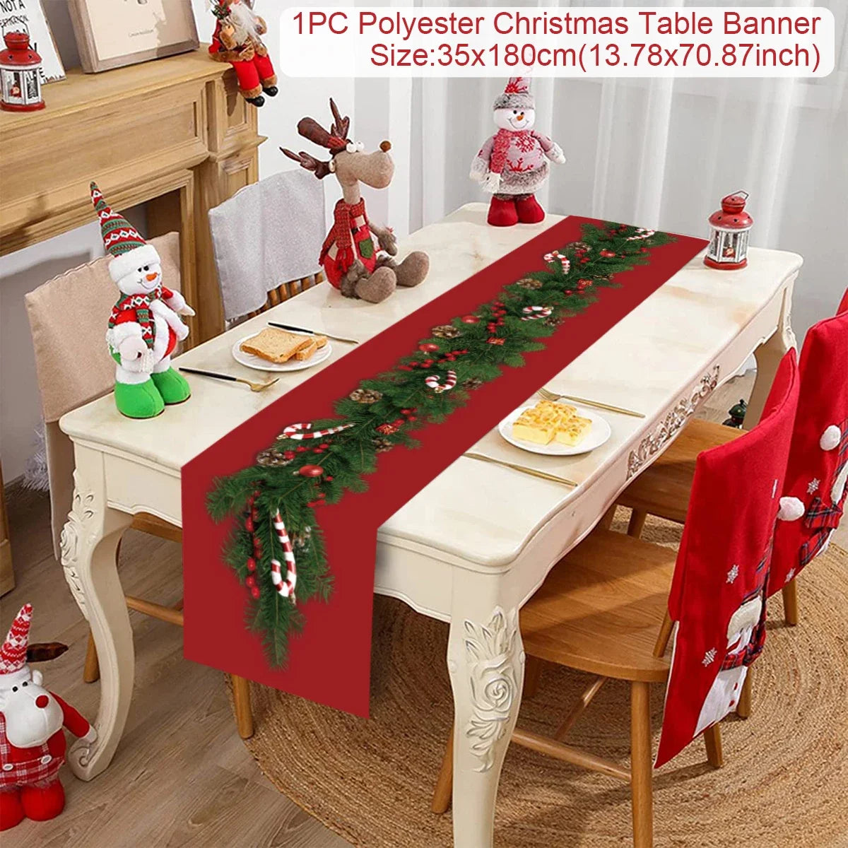 Christmas Table Runner for Home Decor Festive Xmas Ornament Gift