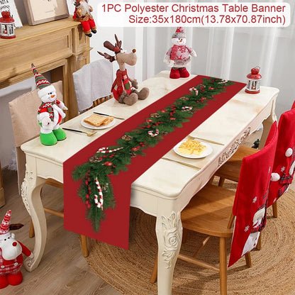 Christmas Table Runner for Home Decor Festive Xmas Ornament Gift