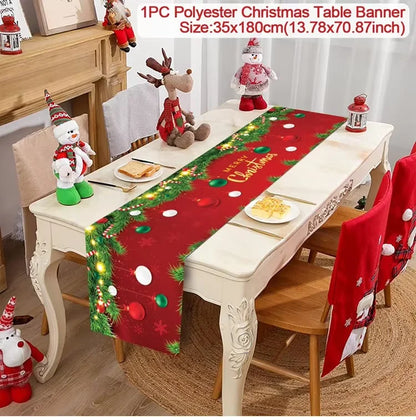 Christmas Table Runner for Home Decor Festive Xmas Ornament Gift