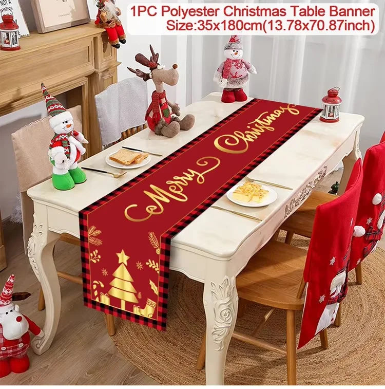 Christmas Table Runner for Home Decor Festive Xmas Ornament Gift