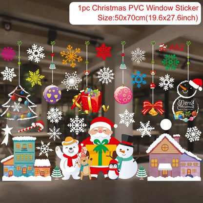 Christmas Wall Window Stickers For Home Decor Xmas Ornaments 2025