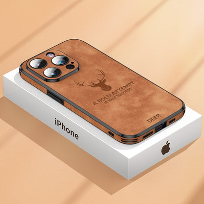 Premium Suede Leather IPhone Case With Shock Absorbing Liner Brown NALANI