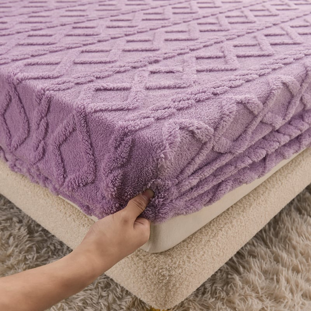 Luxurious Velvet Mattress Protector for Soft Comfort Purple NALANI