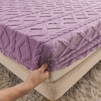 Luxurious Velvet Mattress Protector for Soft Comfort Purple NALANI
