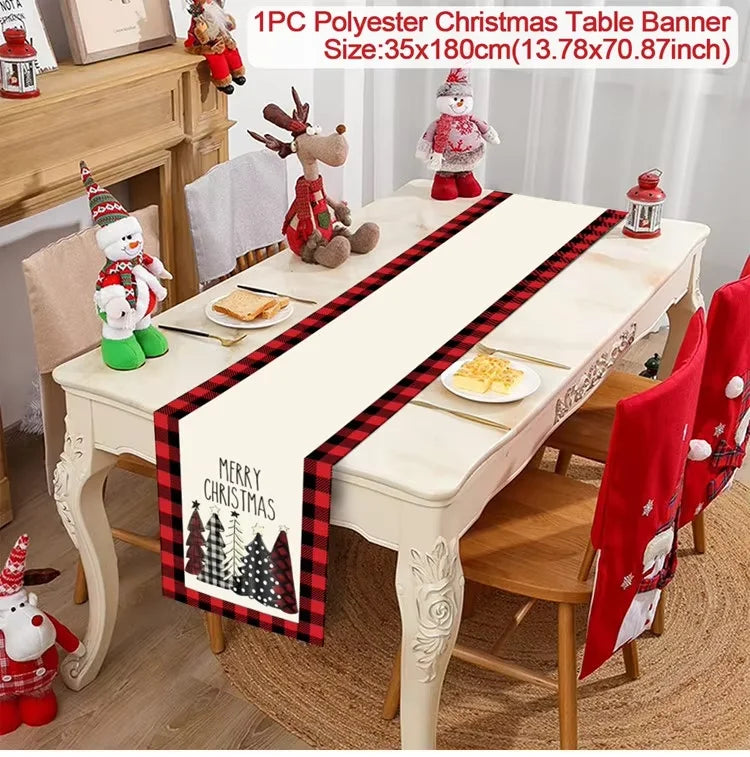 Christmas Table Runner for Home Decor Festive Xmas Ornament Gift