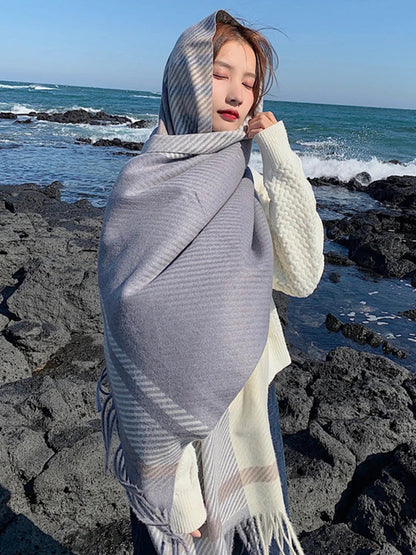 Chic Winter Scarf With Vintage Plaid Pattern For Women NALANI