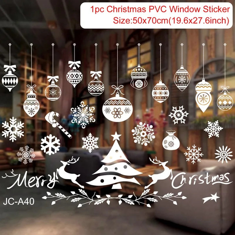 Christmas Wall Window Stickers For Home Decor Xmas Ornaments 2025