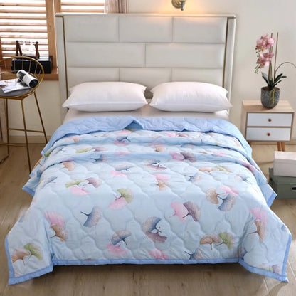 Woven Wool Printed Duvet Set Machine Washable Soft Comfort Blue apricot leaf NALANI