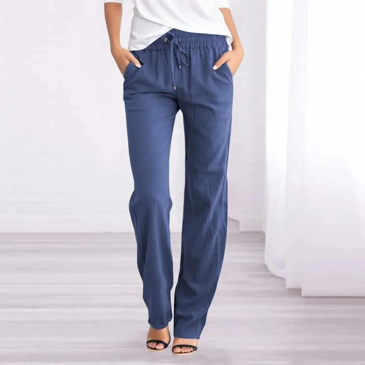 Caleni | Women's Casual Trousers - Relaxed Fit - Elastic Waist - Breathable Lightweight Fabric