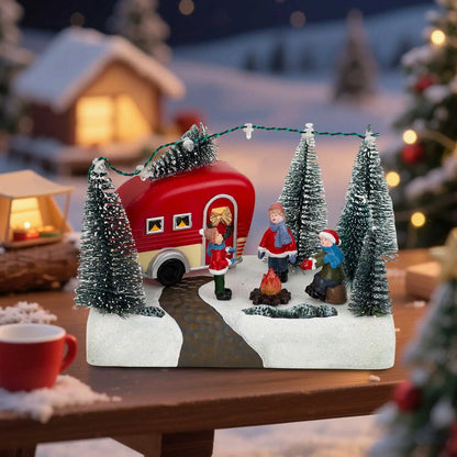 Christmas Camper Scene Led Lighted Village Figurine Holiday Decor