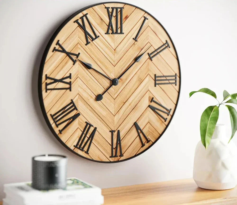 Wall Clock with Roman Numerals for Country Style Decor NALANI