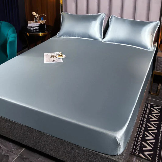 Washable Luxury Satin Elastic Fitted Sheet For Double Bed NALANI