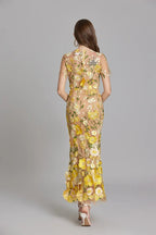 Women’s Floral Detail Dress | Midi Flowing Silhouette With Floral Soft Lightweight Fabric For Spring And Summer Events