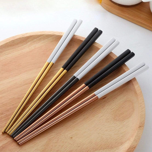 Five Pairs Stainless Steel Chopsticks Set Modern Dining NALANI