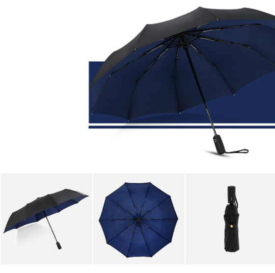 Windproof Storm Umbrella With Automatic Open Button Blauw NALANI