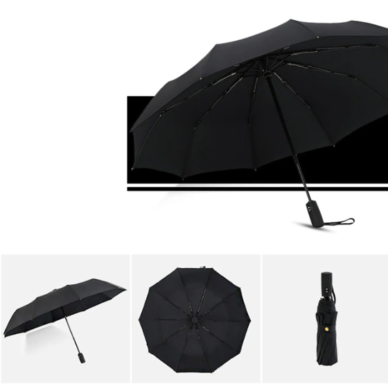 Windproof Storm Umbrella With Automatic Open Button Zwart NALANI