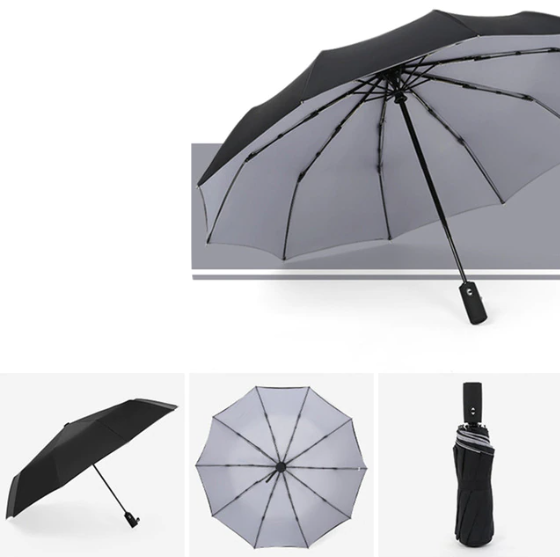 Windproof Storm Umbrella With Automatic Open Button Grijs NALANI