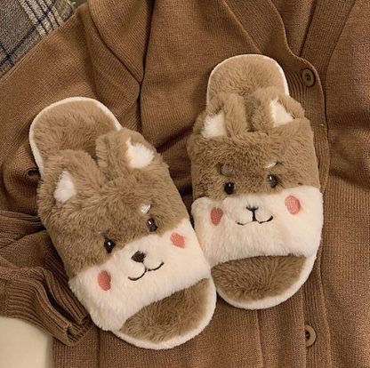 Fluffy Animal Slippers For Home All Ages Non Slip Sole Brown Cat NALANI