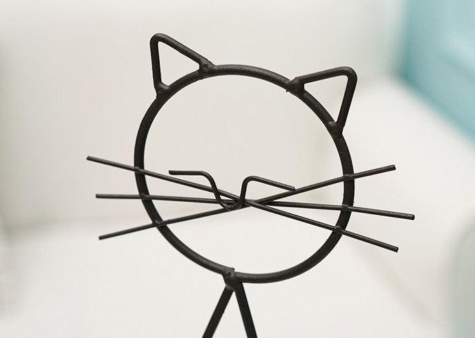 Iron Kitty Cat Propagation Station with Glass Heart Vase NaLani