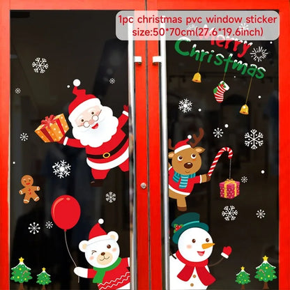 Christmas Wall Window Stickers For Home Decor Xmas Ornaments 2025