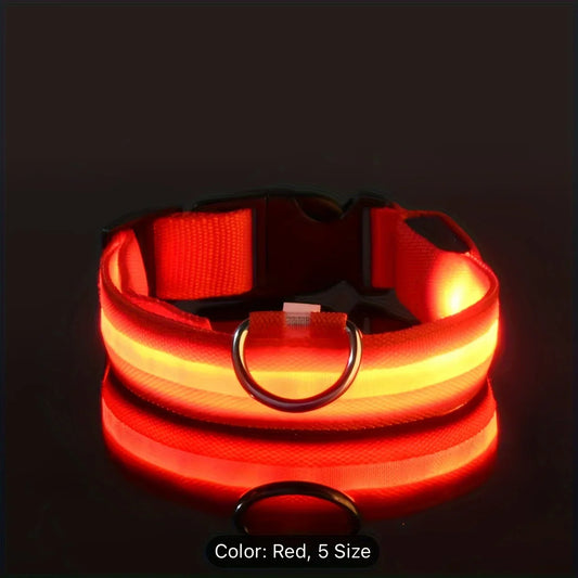 Reflective LED Dog Collar for Night Safety and Visibility NALANI