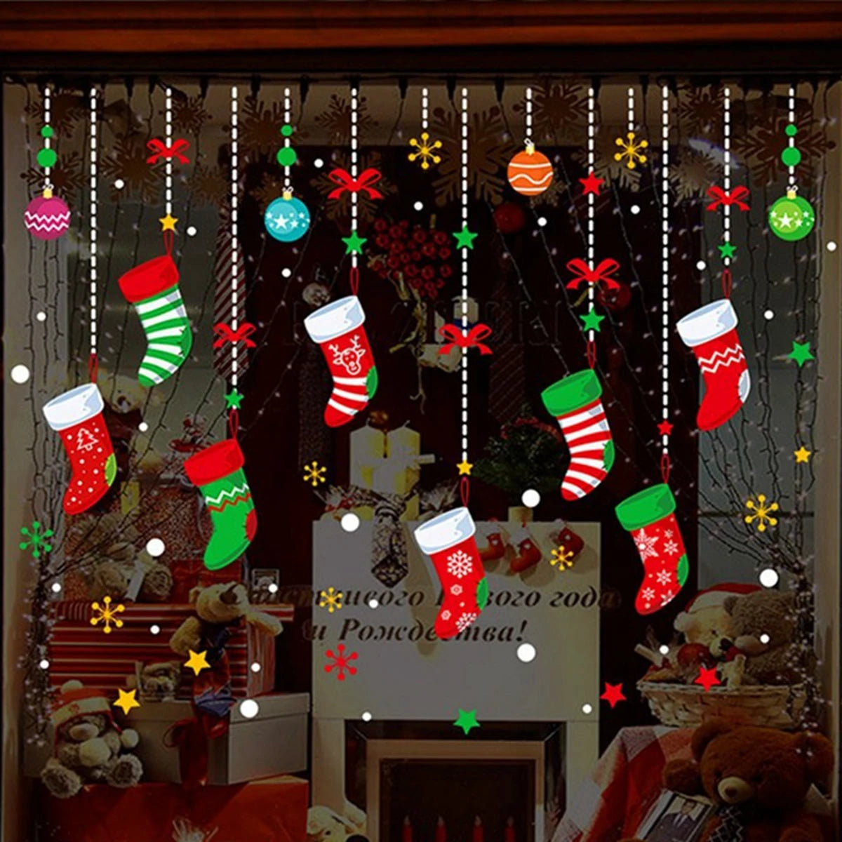 Christmas Wall Window Stickers For Home Decor Xmas Ornaments 2025