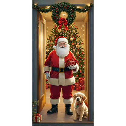 Festive Christmas Door Cover 185x90cm For Entrance And Room Decor