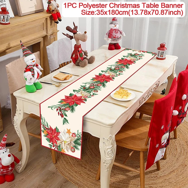 Christmas Table Runner for Home Decor Festive Xmas Ornament Gift