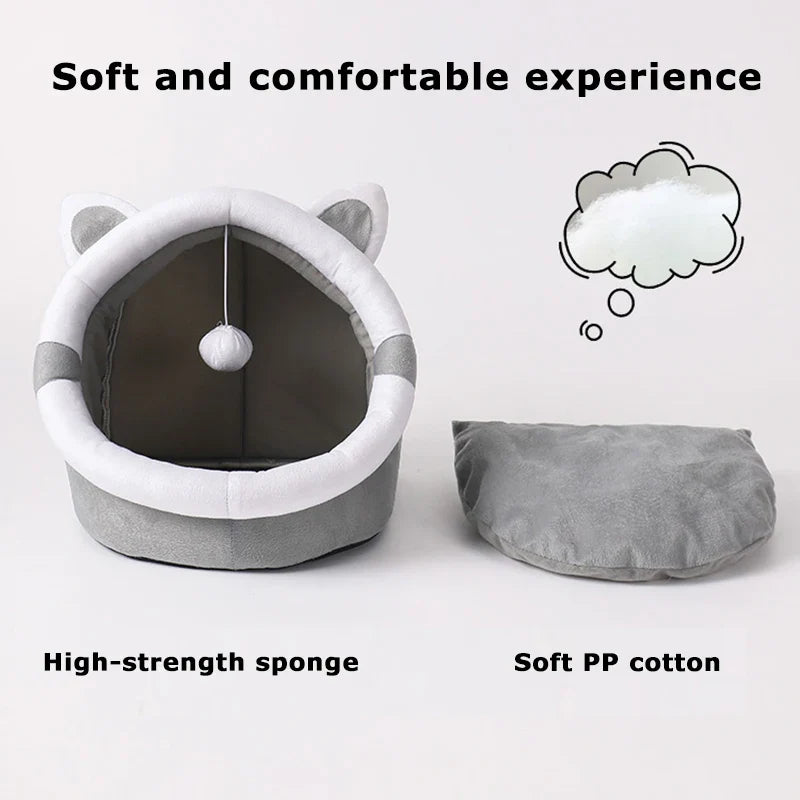 Soft Plush Cat Bed Cozy Resting Nook for Cats and Pets NALANI