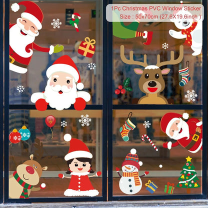 Christmas Wall Window Stickers For Home Decor Xmas Ornaments 2025
