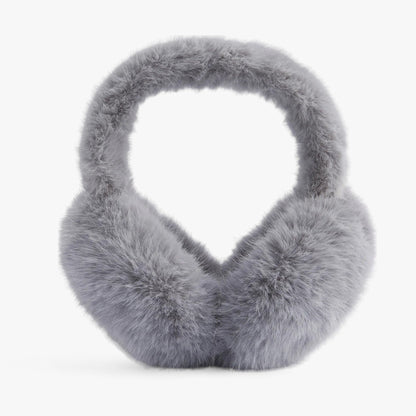 Faux Fur Ear Warmers For Winter Luxury And Cozy Comfort Grey Longhair NALANI