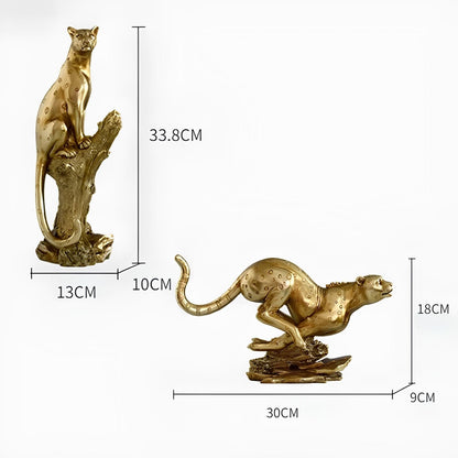 Elegant Golden Leopard Resin Statue for Home Decor NaLani