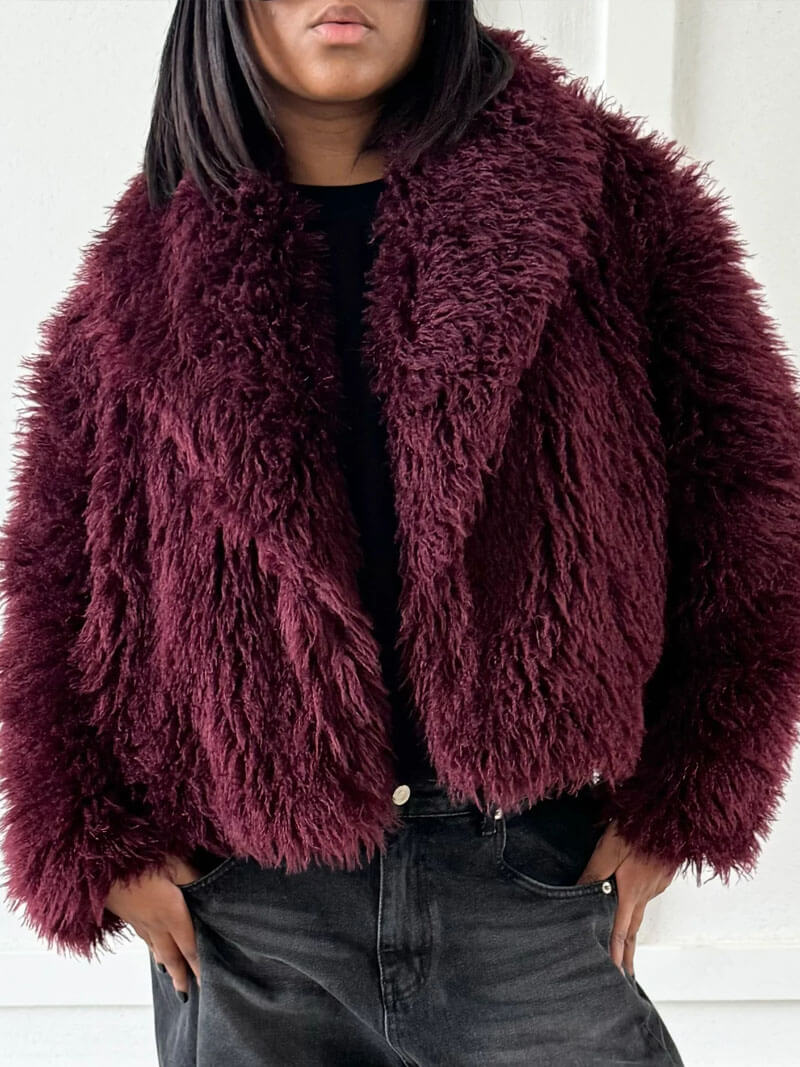 Fluffy Fur Coat With Long Loose Sleeves For Autumn Winter NALANI