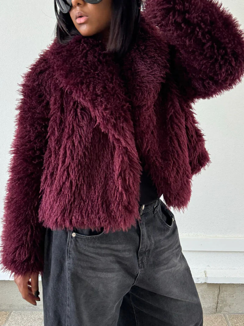 Fluffy Fur Coat With Long Loose Sleeves For Autumn Winter NALANI