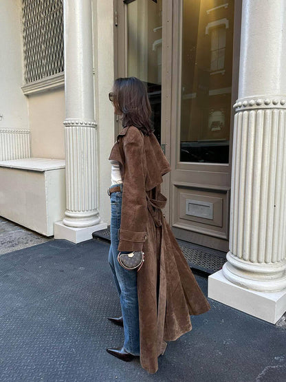 Long classic trench coat for women