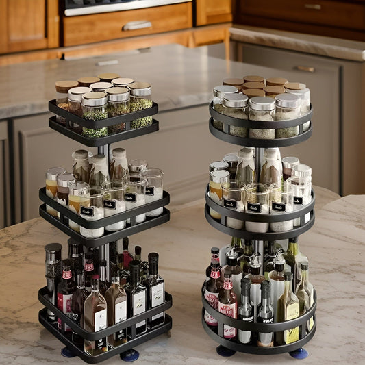 360 Degree Rotating Spice Rack For Kitchen Organization Around 3 levels NALANI