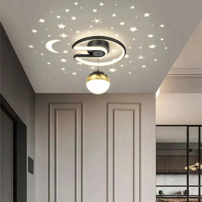 Dimmable LED Ceiling Light With Starry Sky Ambient Effect Black 25 × 24 cm NALANI
