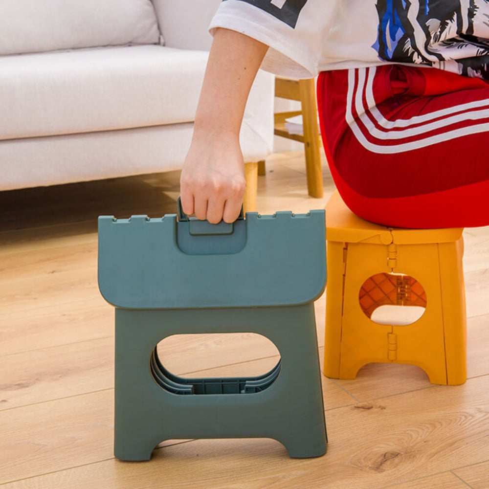 Lightweight Portable Foldable Step Stool With Carry Handle Green Large NALANI
