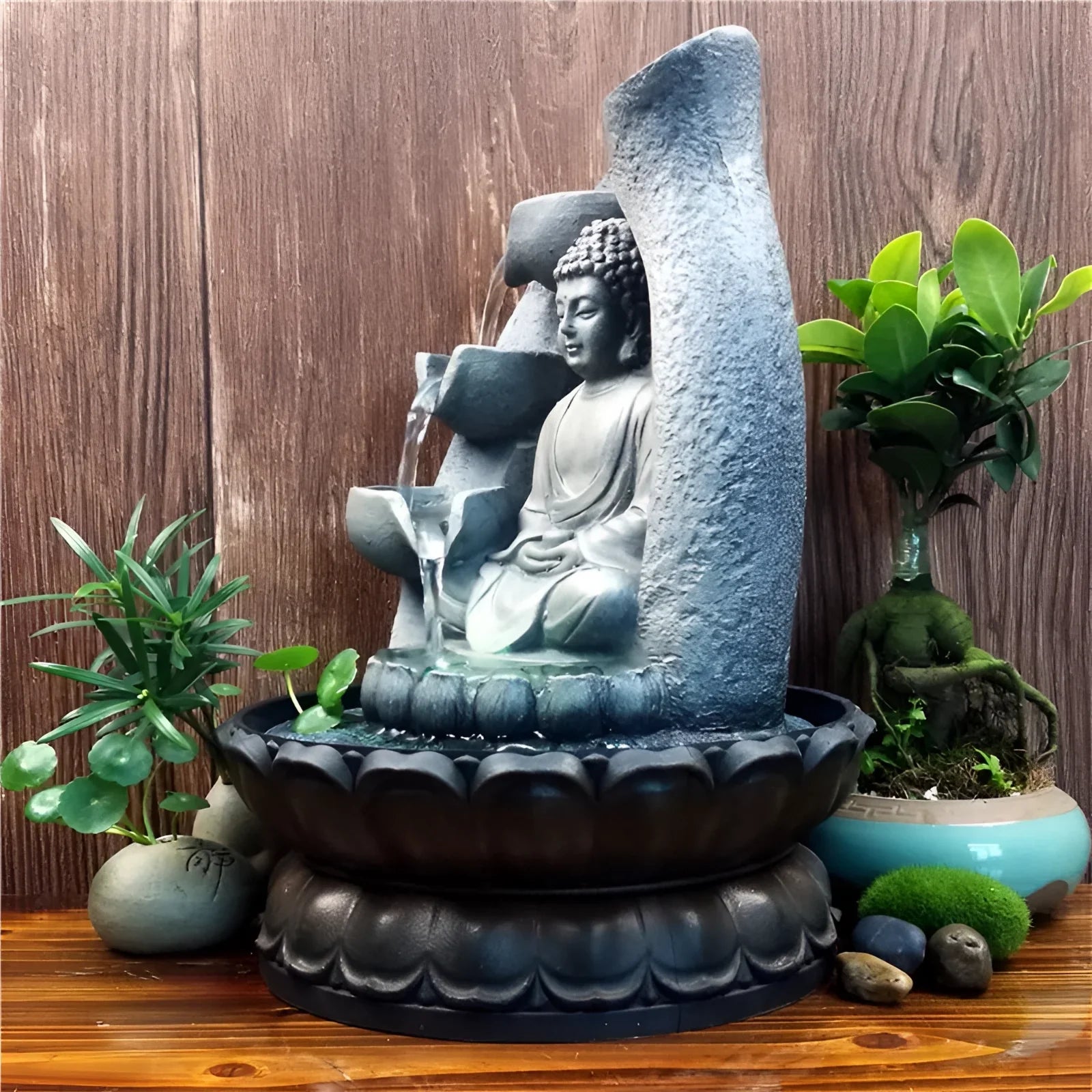 Buddha LED Fountain for Zen Meditation and Feng Shui Decor NALANI