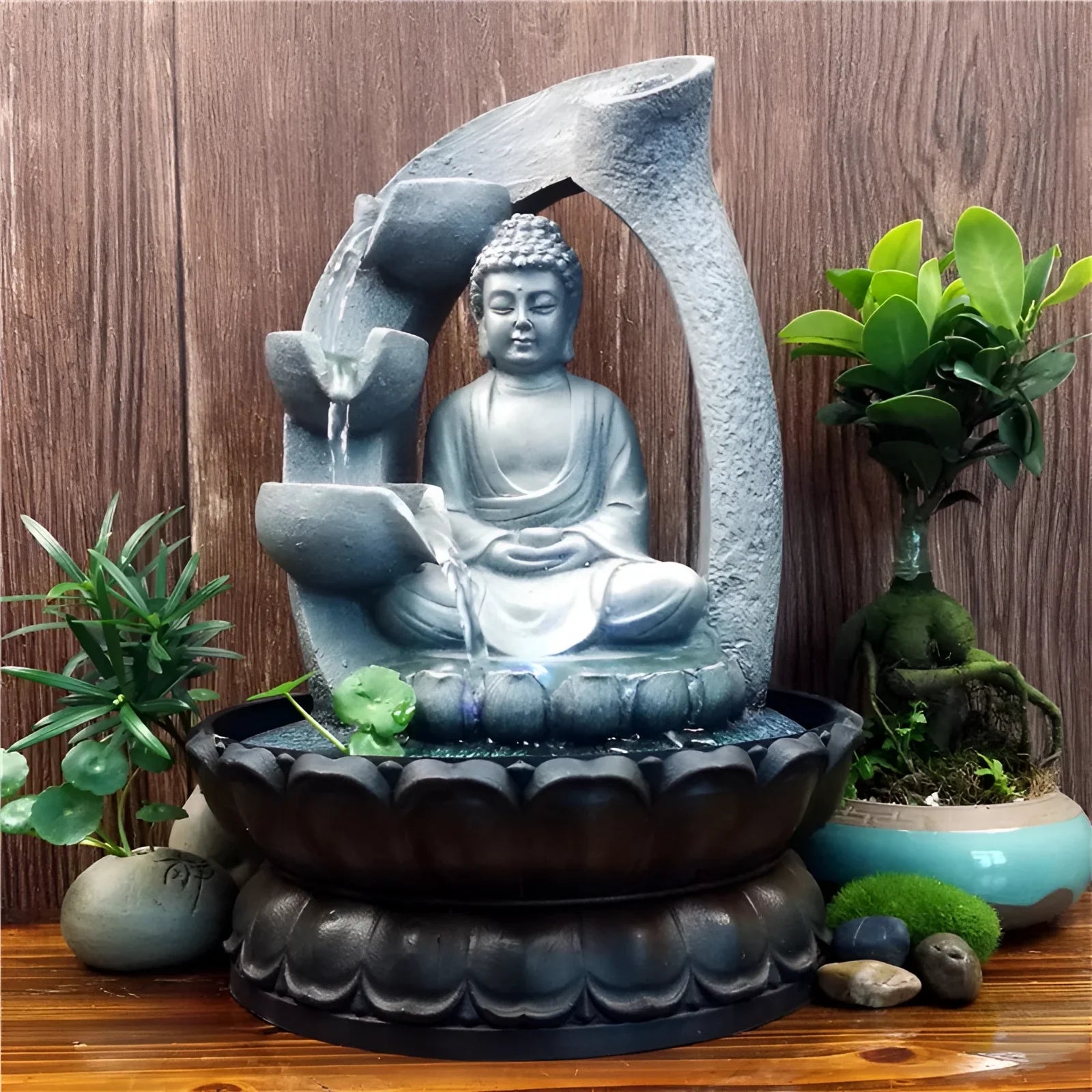 Buddha LED Fountain for Zen Meditation and Feng Shui Decor NALANI