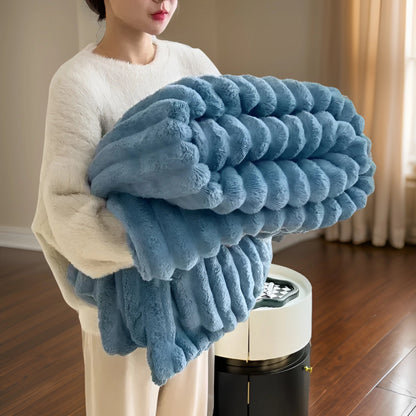 Luxe Chunky Knit Blanket Soft Modern Plush Home Decor Throw Blue NaLani