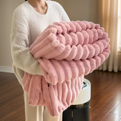 Luxe Chunky Knit Blanket Soft Modern Plush Home Decor Throw Pink NaLani