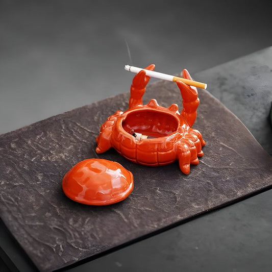 Oriental Crab Ceramic Ashtray Sculpture for Modern Tables NALANI