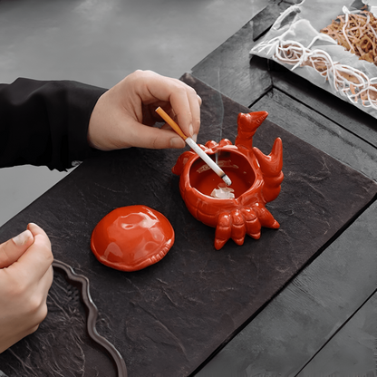 Oriental Crab Ceramic Ashtray Sculpture for Modern Tables NALANI