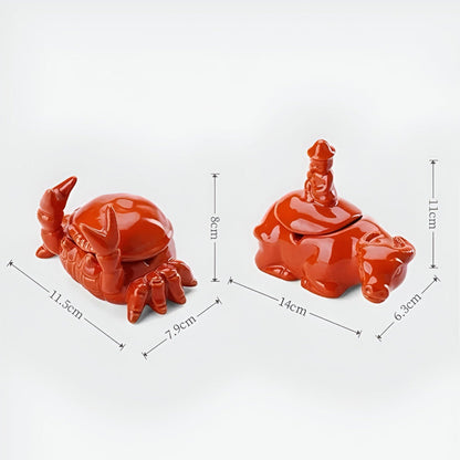 Oriental Crab Ceramic Ashtray Sculpture for Modern Tables NALANI
